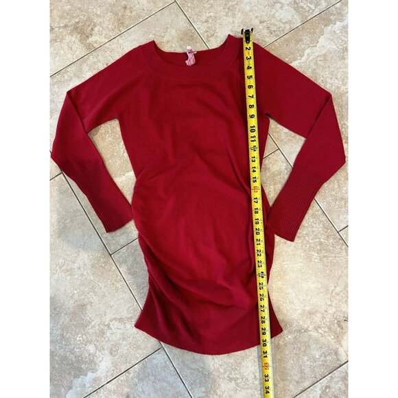 DEREK HEART Red Long Tunic Sweater /Dress- SIZE LARGE - Picture 1 of 4